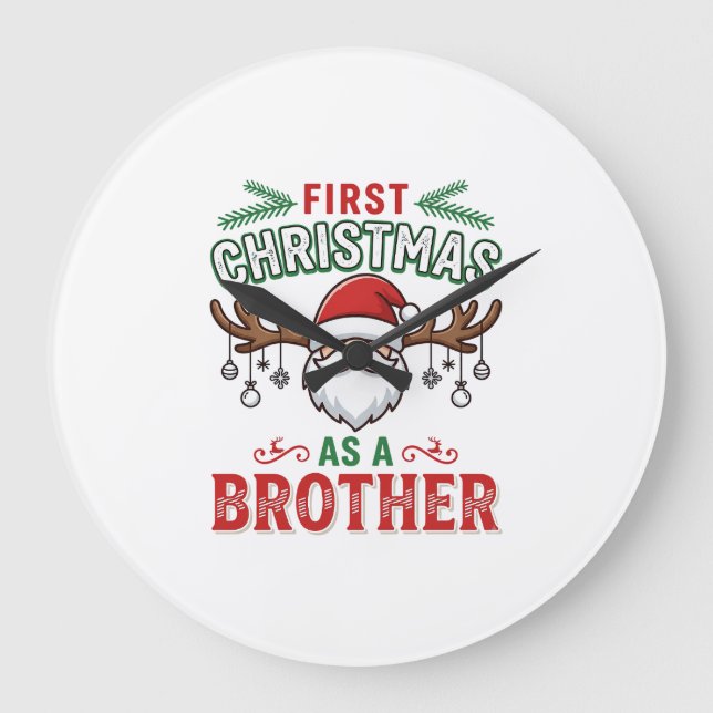 Första julen som en bror Santa Gnome Stor Klocka (Framsida)