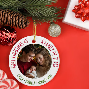 Första julen som en familj med 3 Anpassningsbars f Julgransprydnad Keramik