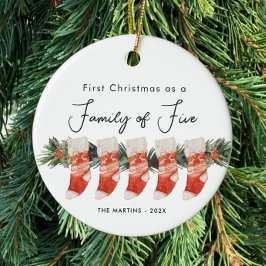 Första julen som en familj med fem lager julgransprydnad keramik