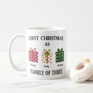 Första julen som en familj på tre present kaffemugg