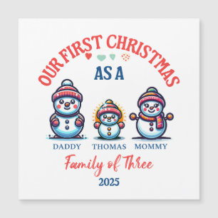 Första julen som en familj på tre söta snömän