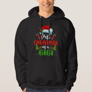 Första julen som en gigi Hat Santa Gender Reveal Hoodie