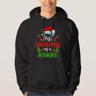 Första julen som en Nanny Hat Santa Gender Reveal Hoodie