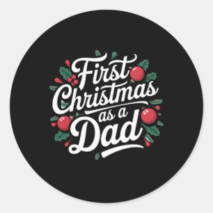 Första julen som en ny Helgdag i Pappa-familjen Runt Klistermärke