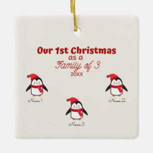 Första julen som familj av 3 Penguin Ornament