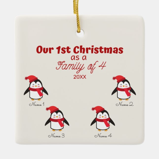 Första julen som familj av 4 Penguin Ornament (Framsida)