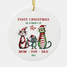 Första julen som familjeprydnad julgransprydnad keramik