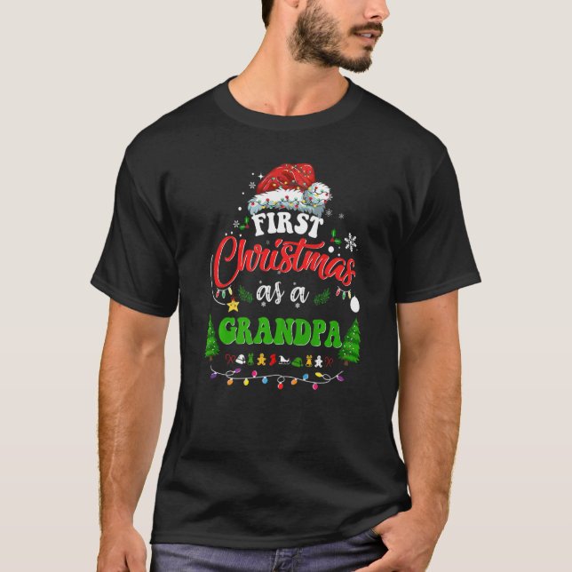Första julen som farfar Helgdag Santa Hat Gr T Shirt (Framsida)