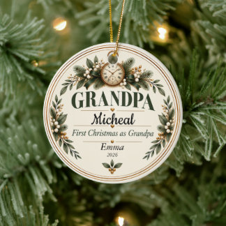 Första julen som farfar-ornament julgransprydnad keramik