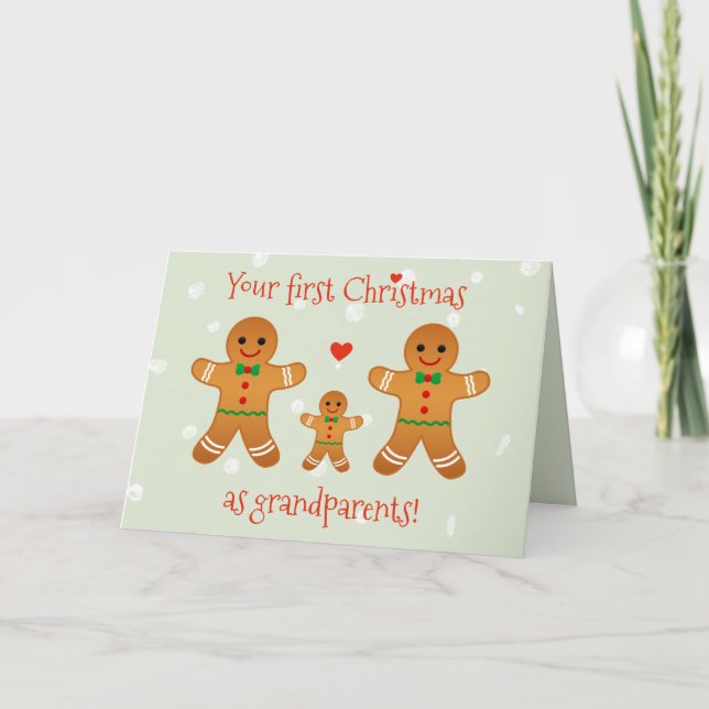 Första julen som farföräldrar - Pepparkaksgubbar Helgkort (Framsida)