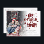 Första julen som fotopatext för familjen Burgundy Helg Vykort<br><div class="desc">Vår första jul som Anpassningsbar Foto Burgundy Text. Trevligt att fira din baby första jul. Ett inställt skript för sidhuvudet och resten av texten är enkelt att anpassa. Byt ut exempelfotot mot ett eget. Ett övertäckt övertäckt lagrar ligger ovanpå fotot så det tonas ut när det når mitten med texten...</div>