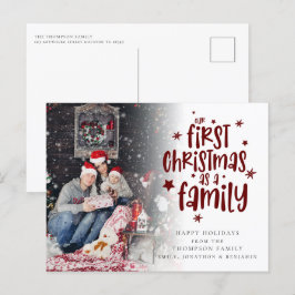 Första julen som fotopatext för familjen Burgundy Helg Vykort