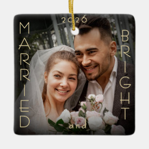 Första julen som gifta Foto minne Julgransprydnad Keramik