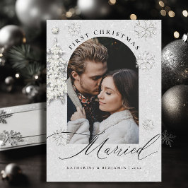 Första julen som gifta Gnistrande Boho Båge Foto