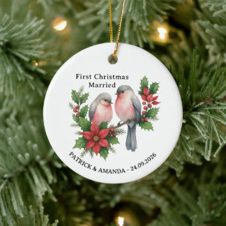 Första julen som gifta herr och fru Namn Julgransprydnad Keramik