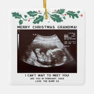 Första julen som Grandma Sonogram Helgdag Keepsaké Julgransprydnad Keramik