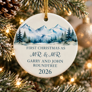 Första julen som herrar Personlig Berg Julgransprydnad Keramik