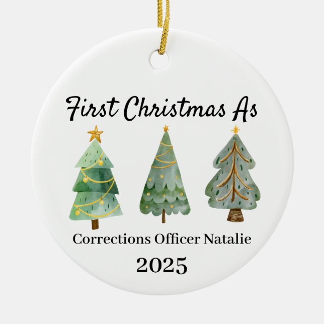 Första julen som kriminalvårdsornament julgransprydnad keramik (Framsidan)