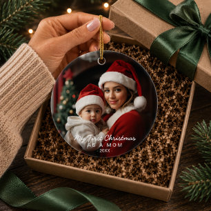 Första julen som mamma Foto Ornament