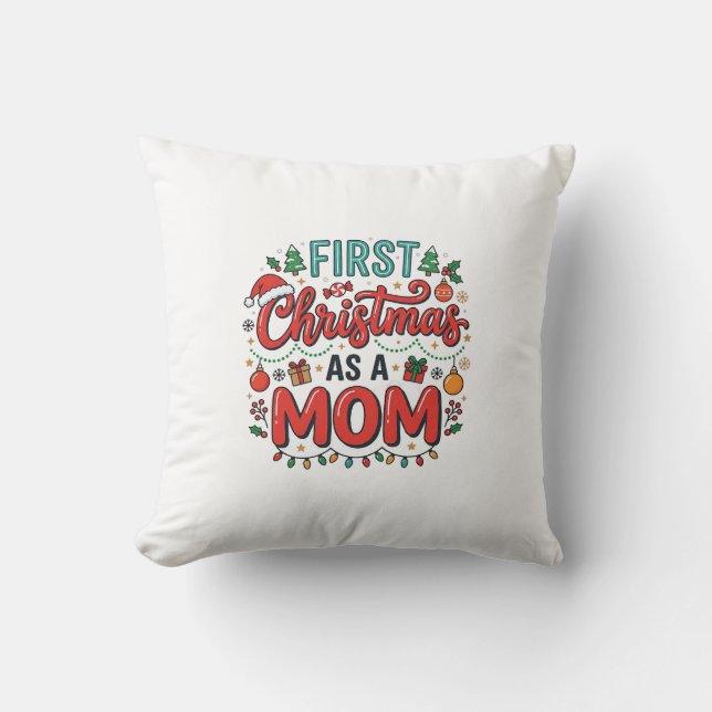 Första julen som mamma juldesign kudde (Framsida)
