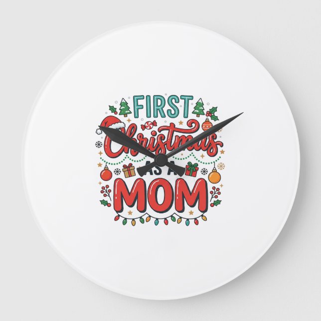 Första julen som mamma juldesign stor klocka (Framsida)