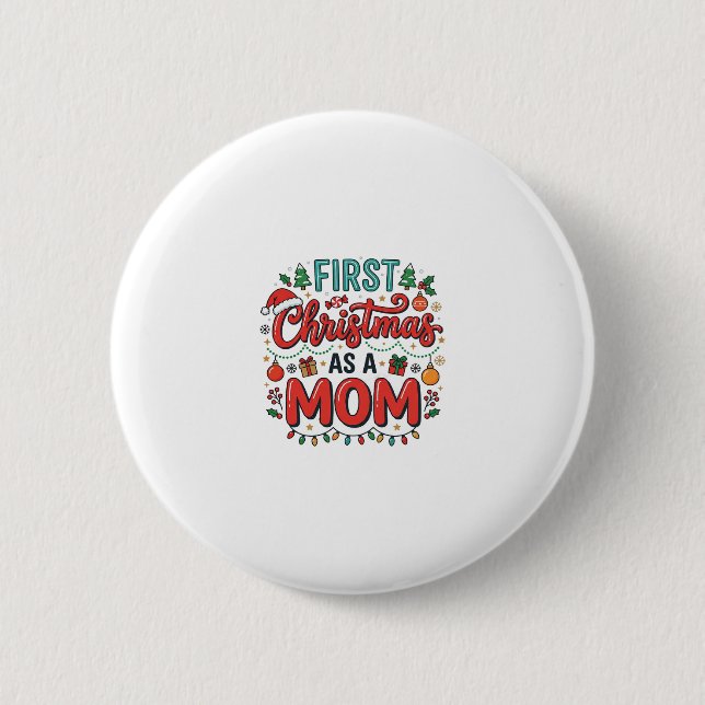 Första julen som mamma julsemester design knapp (Framsida)