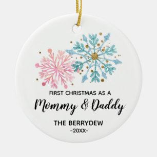 Första julen som Mamma och pappa prydnad Julgransprydnad Keramik