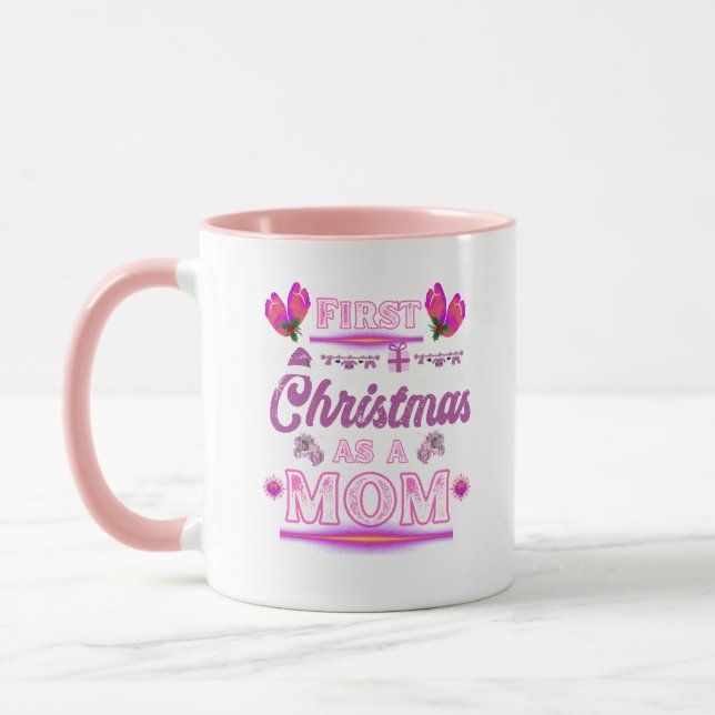 Första julen som mamma till en babyflicka mugg (Vänster)