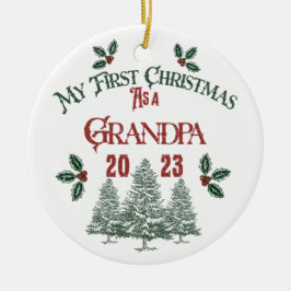 Första julen som morfar julgransprydnad keramik