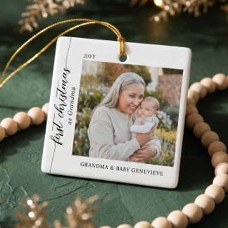 Första julen som mormor Babybarn Minnesgåva Foto Julgransprydnad Keramik