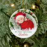 Första julen som mormor och morfar-Anpassningsbar  Julgransprydnad Keramik<br><div class="desc">Första jul som mormor- och morfar-Anpassningsbar Foto Ceramic Ornament</div>