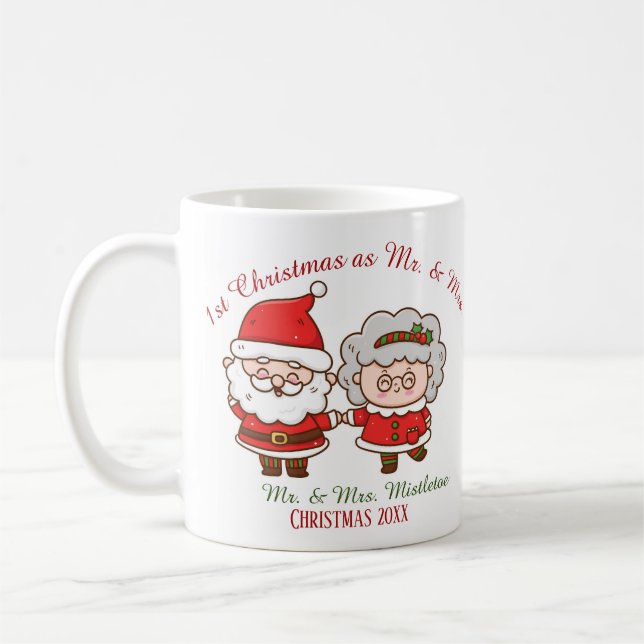 Första julen som Mr. & Mrs Cute Santa Claus Kaffemugg (Vänster)