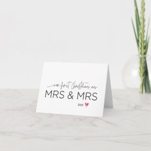 Första julen som Mrs. och Mrs. Wife Gift Julafton Kort