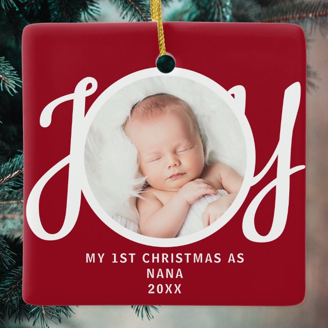 Första julen som Nana Photo Keepsak Red Julgransprydnad Keramik (Skapare uppladdad)