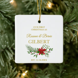 Första julen som offert med Poinsettias-design Julgransprydnad Keramik