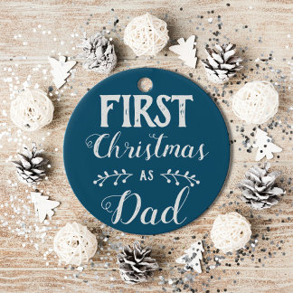 Första julen som Pappa blå med baby fotot Julgransprydnad Keramik