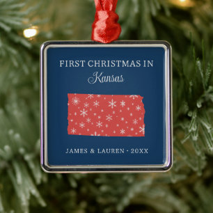 Första julen som par i Kansas USA delstat Julgransprydnad Metall