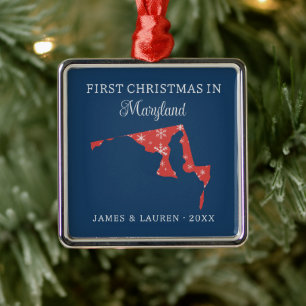 Första julen som par i Maryland USA delstat Julgransprydnad Metall