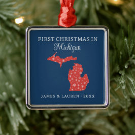 Första julen som par i Michigan USA delstat Julgransprydnad Metall