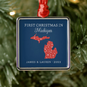 Första julen som par i Michigan USA delstat Julgransprydnad Metall