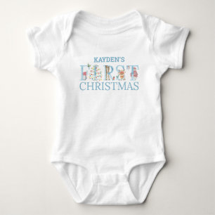 Första julen söta djur bokstäver pojke t shirt