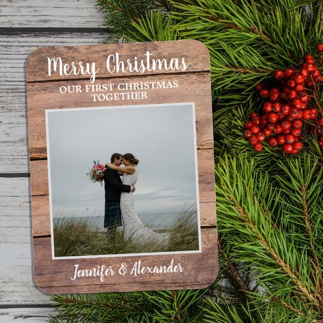 Första julen tillsammans God Jul foto Magnet (Create your own First Christmas together Merrry Christmas photo Magnet)
