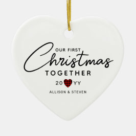 Första julen tillsammans Modern Personlig Heart Julgransprydnad Keramik