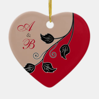 Första julen tillsammans Red Vine Bröllop Heart Julgransprydnad Keramik