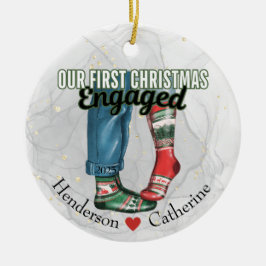 Första julen tog ett par i socklar julgransprydnad keramik