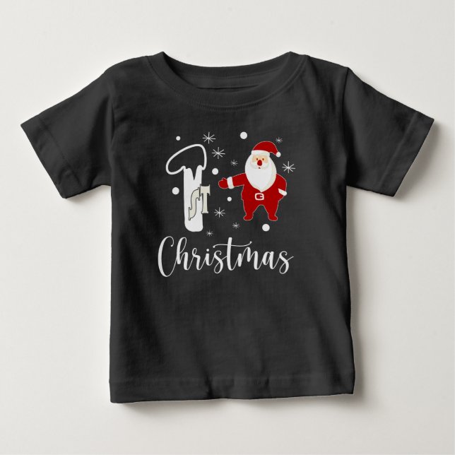 Första julen Tomte Söt Festlig Modern Baby T Shirt (Framsida)