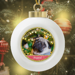 Första julen Valp Hund Keramisk Klottsmycke Julgranskula Keramik