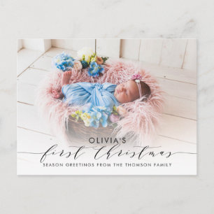 Första julens Elegant Foto Hand-Lettered Vykort