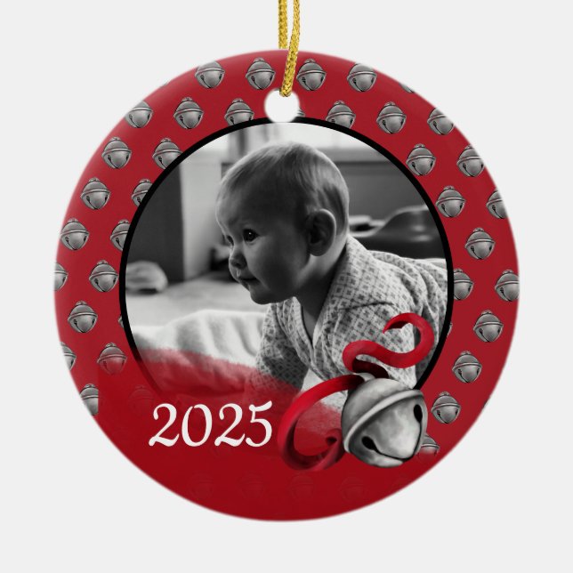 Första julens fotodekor för bebis julgransprydnad keramik (Framsidan)