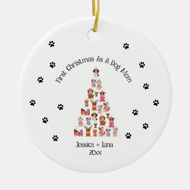 Första julens Hund Överordnad Ornament (Framsidan)